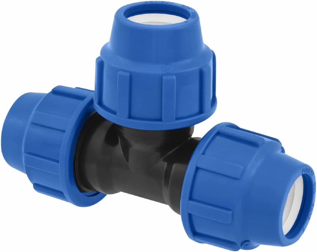 SmartProduct T-Stück 20 x 20 x 20 mm – PP-Klemmverschraubung – Schwarz/Blau