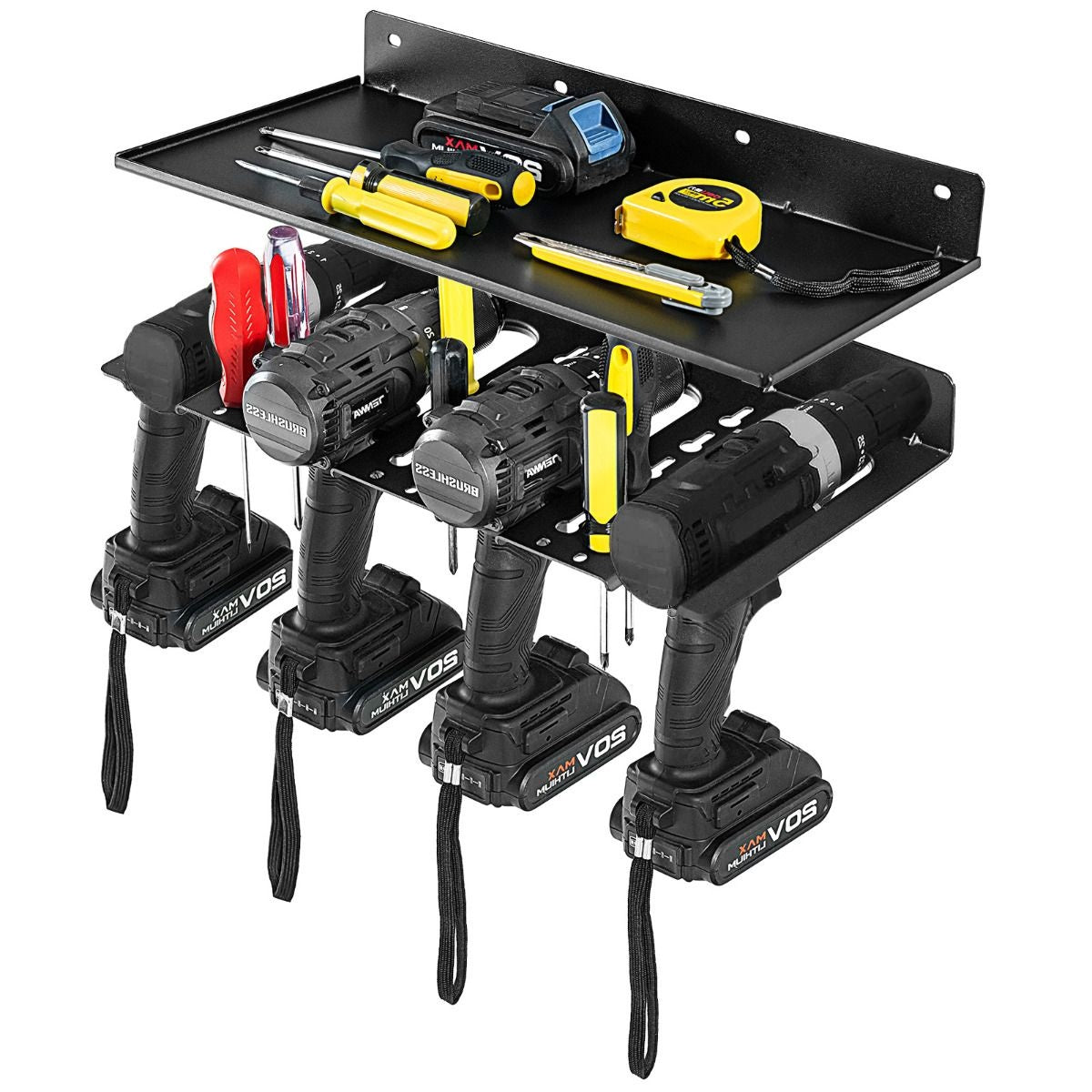 Coast Werkzeughalter für Bohrmaschine - Wandmontage - Mit 1 Ablage - Stahl - Max. 23 kg