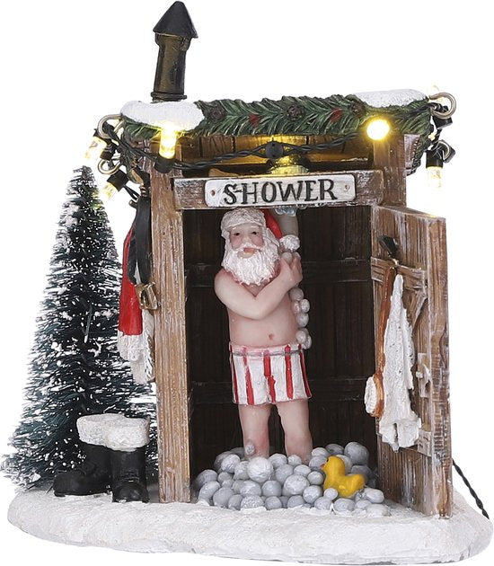 Luville Weihnachtsdorf Miniatur-Weihnachtsmann ohne Kleidung – Weihnachtsdekoration für Ihr Weihnachtsdorf – Weihnachtsdekoration für den Innenbereich – Girlande mit Lämpchen und warmweißer Beleuchtung – L 10 x B 8,5 x H 11 cm