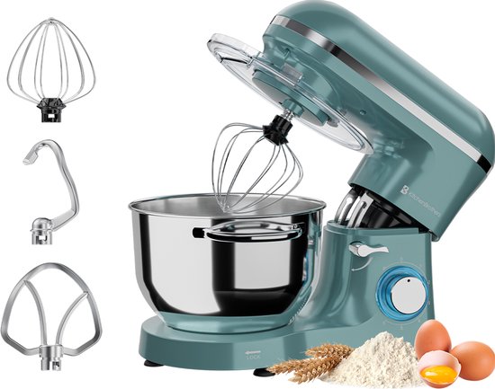 KitchenBrothers Küchenmaschine - Küchenroboter - 6.2L - Mixer mit Rührschüssel - Küchenmixer - 2000W - Pastellgrün