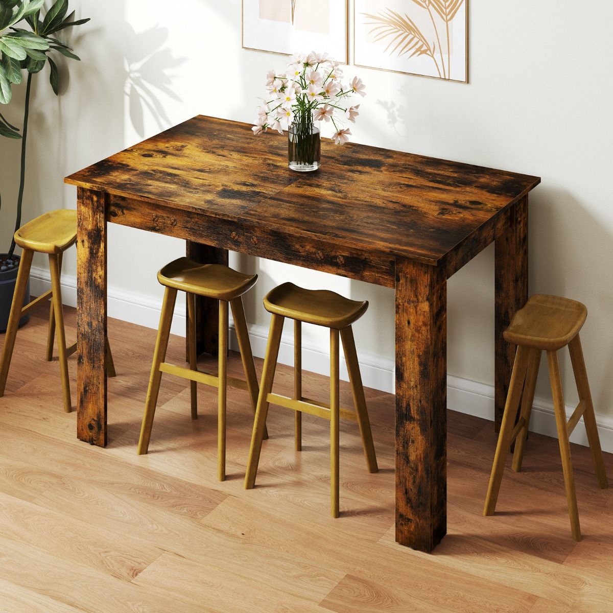 Coast Ausziehbarer Esstisch – Verstellbare Tischplatte – L-förmige Tischbeine – Kaffeebraun 158 x 70 x 76 cm
