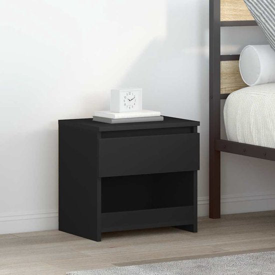 vidaXL – Nachttische – 2er-Set – 40 x 30 x 39 cm – bearbeitet – Holz – schwarz