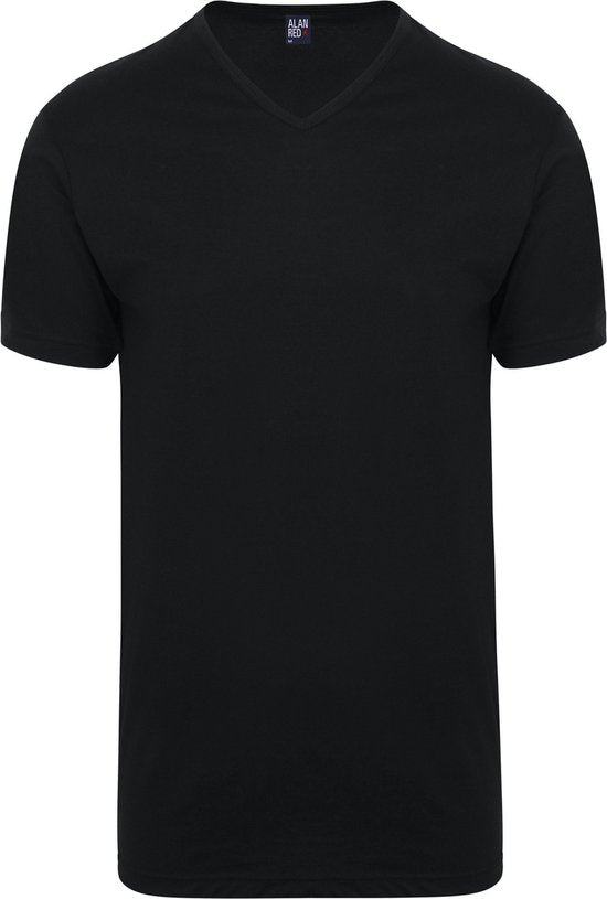 Alan Red T-Shirt Vermont – extra lang – V-Ausschnitt – schwarz