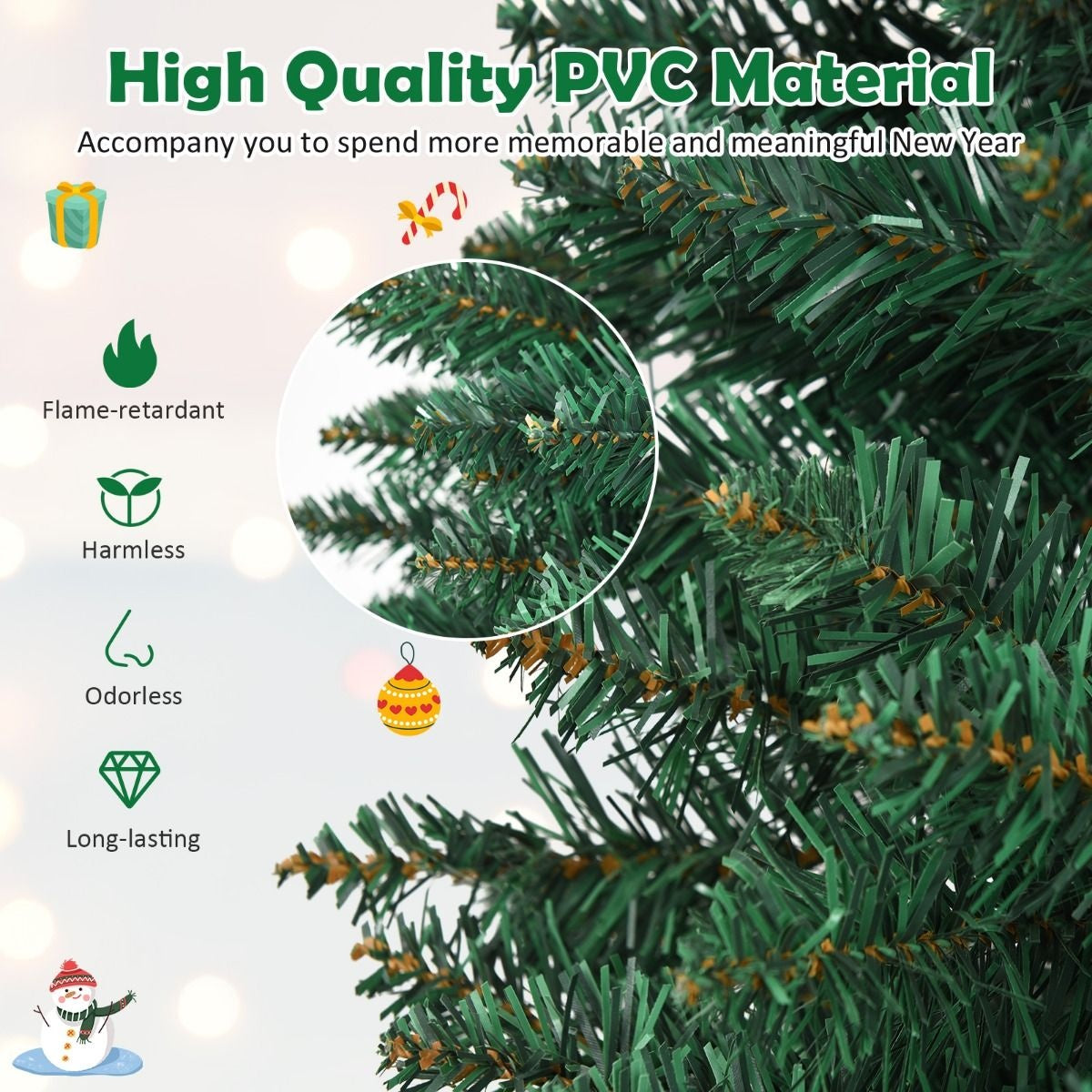Costway Künstlicher Weihnachtsbaum INKLUSIVE Tannenzapfen - mit Metallständer - 180 cm