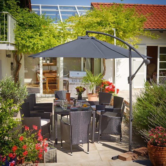 Kingsleeve Schwebeschirm – Ø 300 cm, UV-Schutz 80+ – Anthrazit