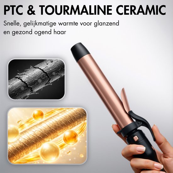 Sansbeauté® 3 in 1 Automatischer Lockenstab mit Klemme - Keramischer Lockenstab - 25mm bis 38mm - Beach Waves - gewelltes Haar - Lockenstäbe 33 38 mm 25 mm - Blowout-Bürste - Haarstyler - Lockenwickler - dünne und dicke Lockenwickler - Lockenstab kurzes H