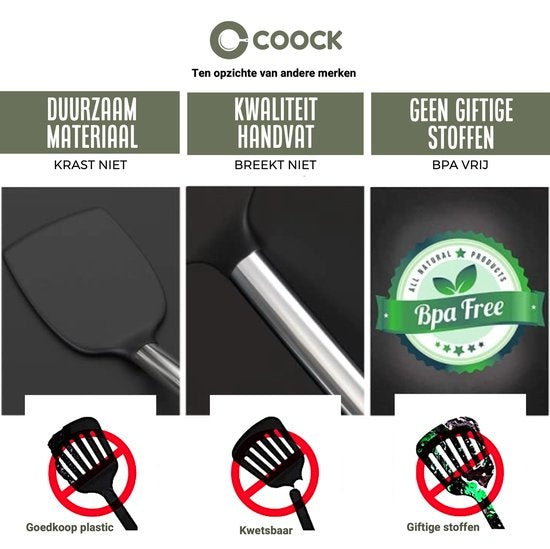COOCK Kitchenware Set mit Halter XL - Kochgeschirr-Set 17-teilig - Silikon - BPA-frei & plastikfrei - aufhängbar - inkl. Ã–ffner