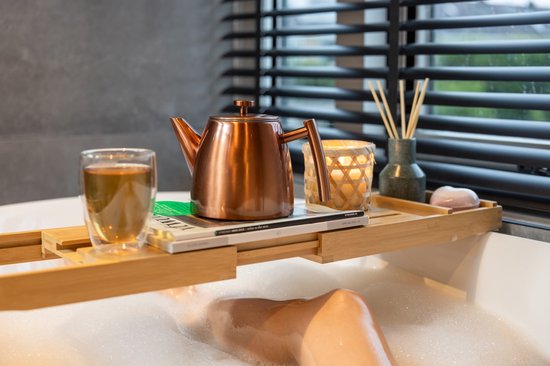 Vaja® Teekanne Juliette Rosé - Doppelwandig - 1 Liter - Edelstahl-Teekanne mit Filter & Heißhalterung