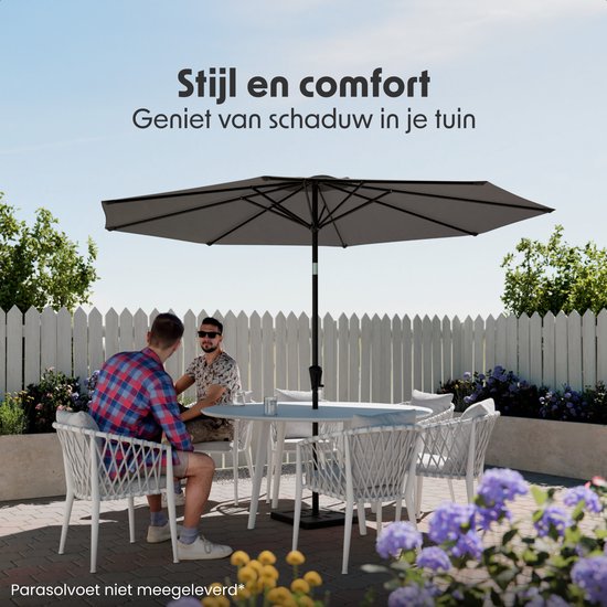 LifeGoods Sonnenschirm - Garten - Ø300 cm - 30° neigbar - Wasserdicht - UPF50+ - Dunkelgrau