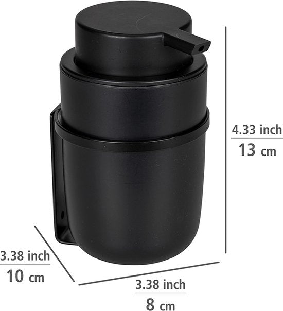 Wenko Selbstklebender Wand-Seifenspender – Schwarz – 250 ml