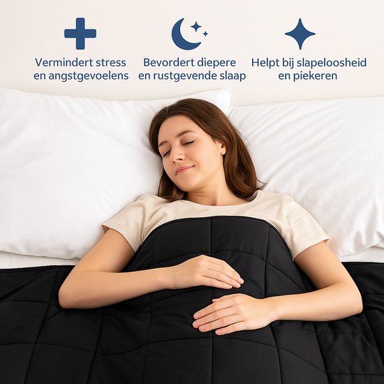 Vonia Beschwerungsdecke 7 kg - Beschwerungsdecke - 150 x 200 cm - Schwarz