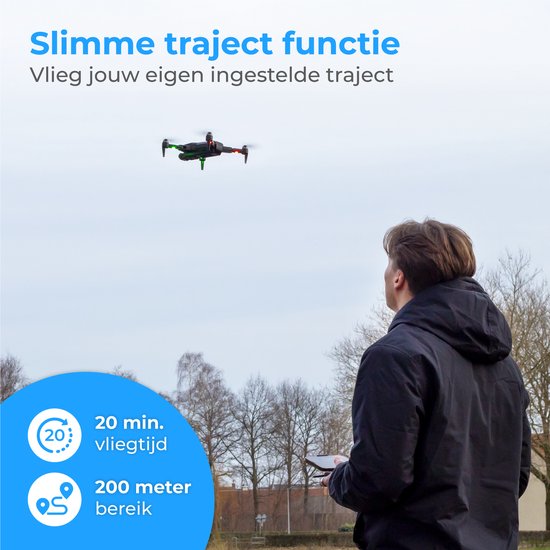 Nuvance - Drohne mit Kamera und GPS - 1080p Mini-Kamera - für draußen und drinnen - inkl. Tasche und 2 Akkus - Schwarz