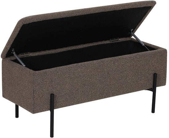 House Nordic Aufbewahrungsbank Watford – brauner Bouclé-Stoff – 95 x 43 x 37 cm