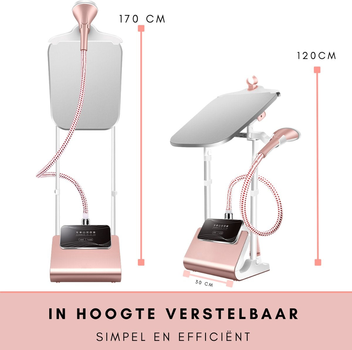 Niceey Wäschedampfer - 1800W - inkl. Bügelbrett - Pink