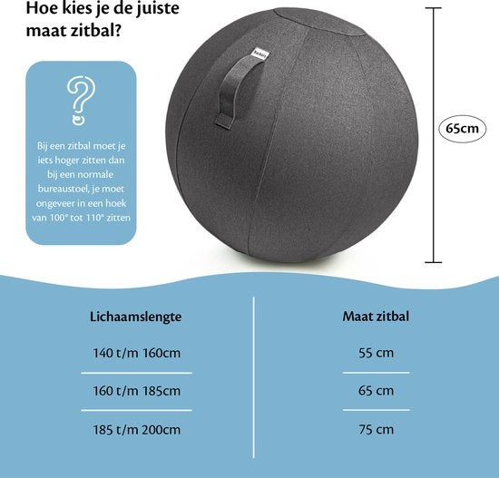 Bckz Sitzball Leinen 65 CM - Sitzball mit Bezug - Balance Hocker - Luxus Yoga Ball - Ergonomischer Bürostuhl Ball - Dunkelblau