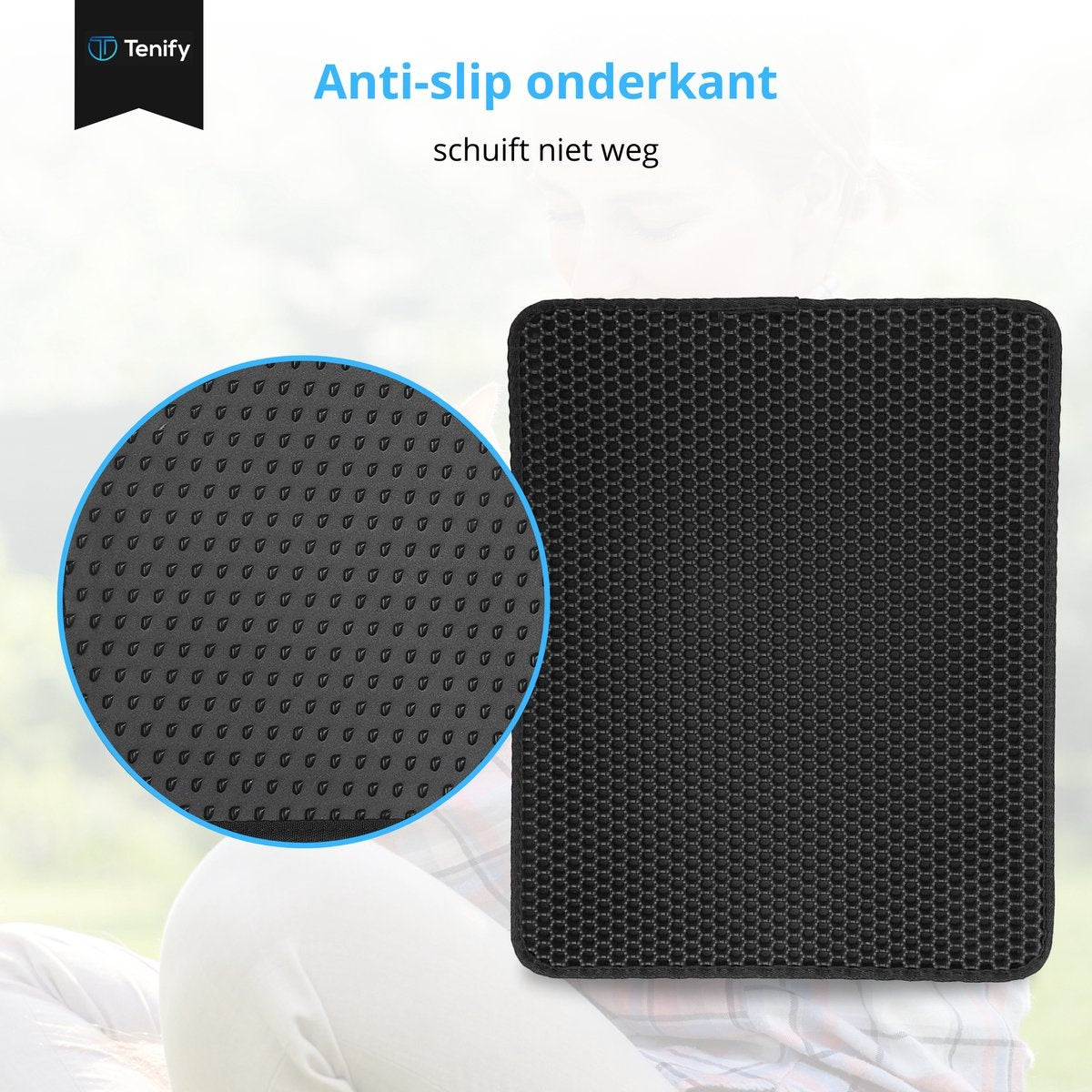 Tenify Litter Box Mat + Extra Litter Box Scoop - 40 x 50 cm - Wasserdicht - Doppellagig - Wabenstruktur - Auslaufmatte - Matte