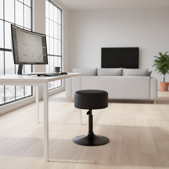 VDD – Hocker – Schwarzer Hocker – Höhenverstellbare Hocker – Hocker zum Sitzen – Höhenverstellbarer Hocker