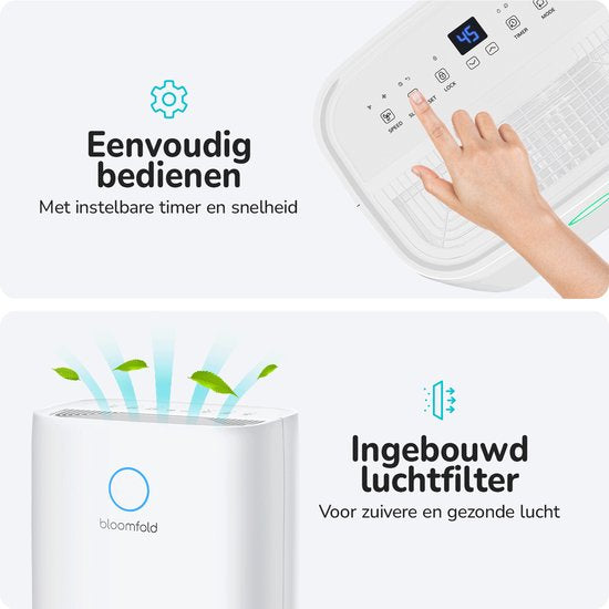 Bloomfold Luftentfeuchter - 25L pro Tag - inkl. Wasch-Trocken-Funktion - geeignet für Wohnzimmer, Schlafzimmer, Keller & Badezimmer - Luftentfeuchter - Weiß