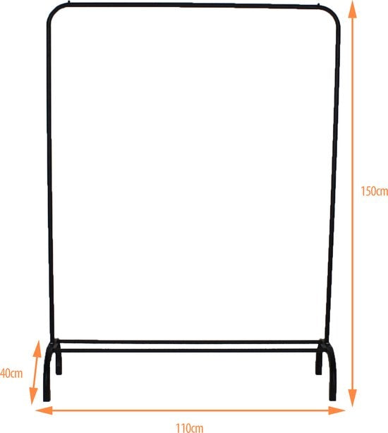 Lowander Kleiderständer 150x110 cm - Kleiderstange | Garderobenständer - Mit Ablagefläche für Schuhe - Schwarz