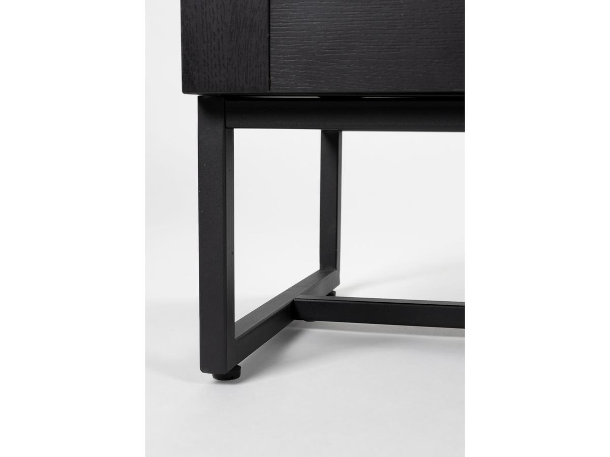 von fonQ TV-Möbel „Cube“ – 150 x 40 x 50 cm – Schwarzer Holzschrank mit Rattan-Geflecht-Details und Metallgestell – Bohemian-Stil