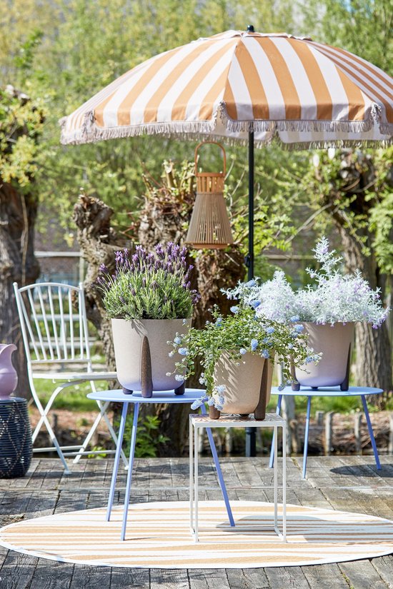 Mica Decorations Odile Outdoor Beistelltisch - 2er Set - L38 x B38 x H48 cm - Metall - Braun, Weiß