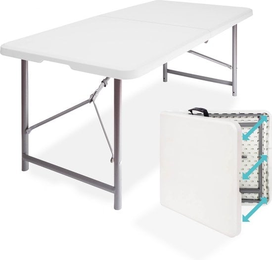 LifeGoods Zusammenklappbarer Tisch - 60x120cm - Campingtisch - Wetterfest - Klapptisch - Weiß