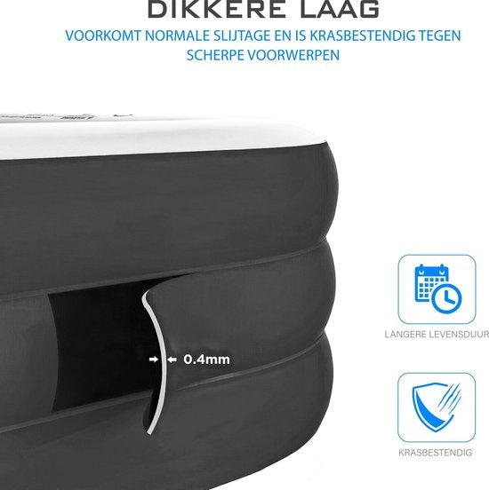 Care Less Aufblasbare Badewanne - Für Erwachsene und Kinder - Inkl. elektrischer Pumpe und Ablassschlauch - 158x80x42 cm - Schwarz/Weiß