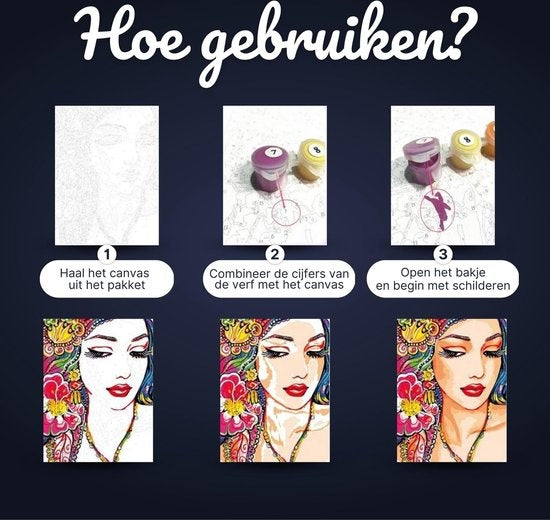 RubyeÂ® Malen nach Zahlen Erwachsene - Vollmond - Farben und Pinsel enthalten - Leinwand Malen nach Zahlen - 40x50cm