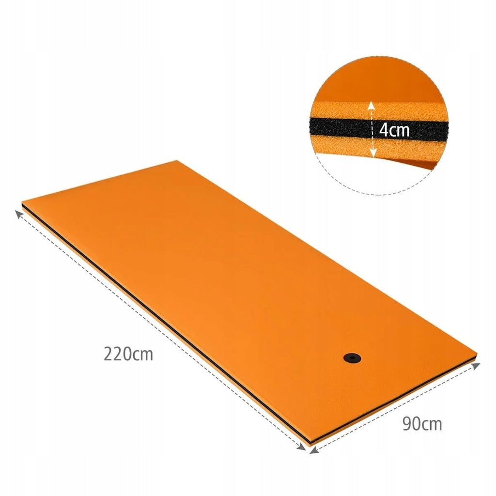 Wasser Hängematte Schwimmende Matte Schwimmendes Floß Wasserbett 220 x 90 x 4 cm Orange + Schwarz
