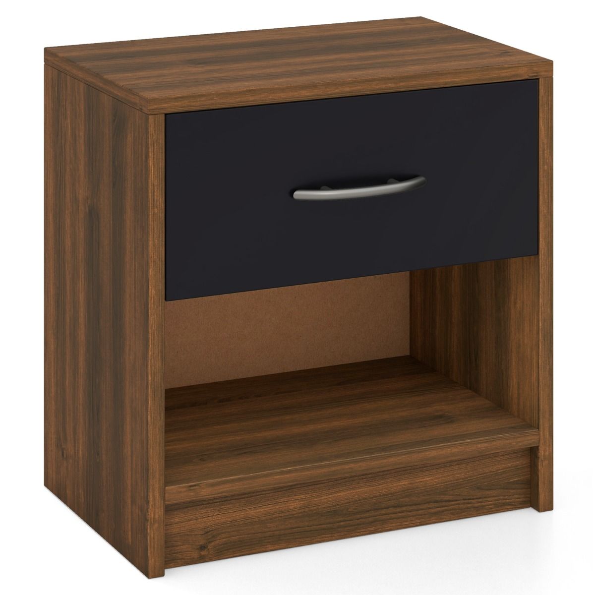 Coast Nachttisch – mit Schublade und offenem Ablagefach – kompaktes Design – braun und schwarz – 38,5 x 28 x 40,5 cm
