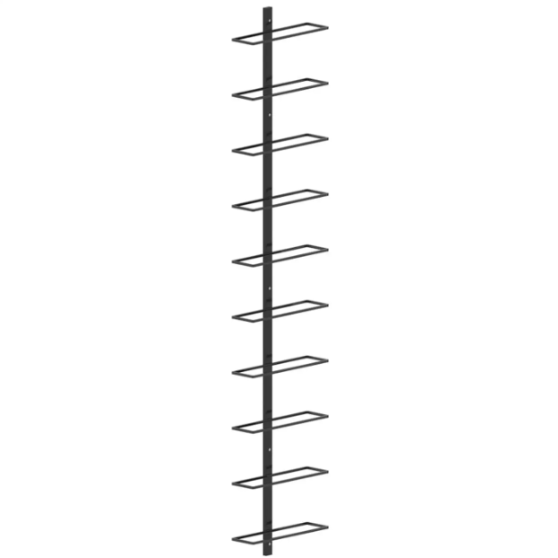 MINGHOU Weinregal zur Wandmontage für 10 Flaschen, schwarzes Metall, 23,9 x 8,9 x 119,9 cm
