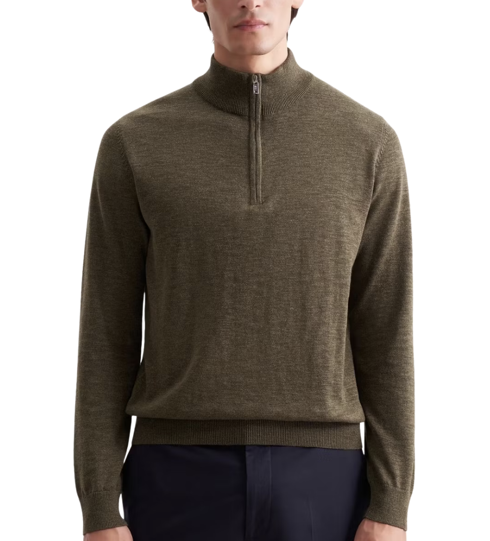Seidensticker Quarter Zip String Pullover Männer - Olive - 3XL
