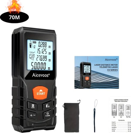Livano Laser-Entfernungsmesser – Laser – Entfernungsmesser – Messgerät – Rangefinder – Digitales Maßband – Präzisionswerkzeug – 70 Meter