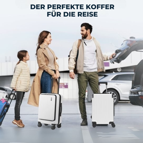 Pathsail - Handgepäck Koffer mit Fronttasche - inkl. TSA-Schloss & Spinner-Räder - Leicht - Weiß