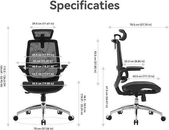 SIHOO M59AS Ergonomischer Bürostuhl – 3D-verstellbare und um 90° hochklappbare Armlehnen – Doppelte Rückenlehne mit adaptiver Lendenwirbelstütze – Sattelförmiges Sitzkissen – Hochwertiges Netzgewebe – BIFMA/SGS-zertifiziert – Bis zu 150 kg – 43,5 x 50,5 x