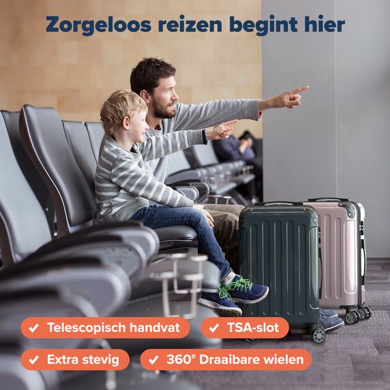 TRVLMORE Handgepäck Koffer - 45L - TSA Zahlenschloss - Leichtgewicht - erweiterbar - Trolley - 54x36x22cm - Dunkelgrau