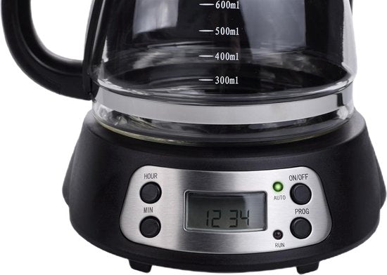 Tristar Kaffeemaschine CM-1235 – Filterkaffeemaschine 750 ml – Für den Campinggebrauch geeignet – Digitale Anzeige und Timer-Funktion – Glaskanne, herausnehmbarer Kaffeefilter – 7 Tassen – Schwarz