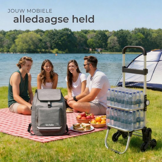 tectake® 3-in-1-Einkaufswagen mit Kühlfach – 4 treppenfähige Räder – zusammenklappbar – 56 l Fassungsvermögen – Einkaufswagen – Einkaufswagen - Auch als Sackkarre und Einkaufstasche verwendbar – Mit Schlüsselanhänger und Einkaufswagenmünze