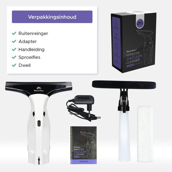 Motionflow Vacuum Fensterwischer - Elektrischer Fensterreiniger mit Soaker - Wiederaufladbar