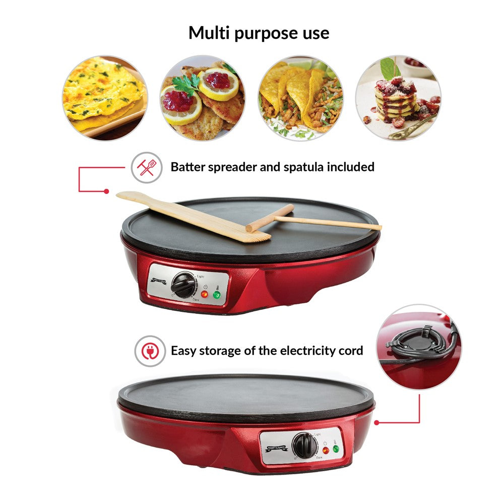 Gadgy CrÃªpe-Maker - Einstellbarer Thermostat - Pfannkuchenmaschine - 1000W - Spatel und Teigteiler - Ã˜ 30 cm