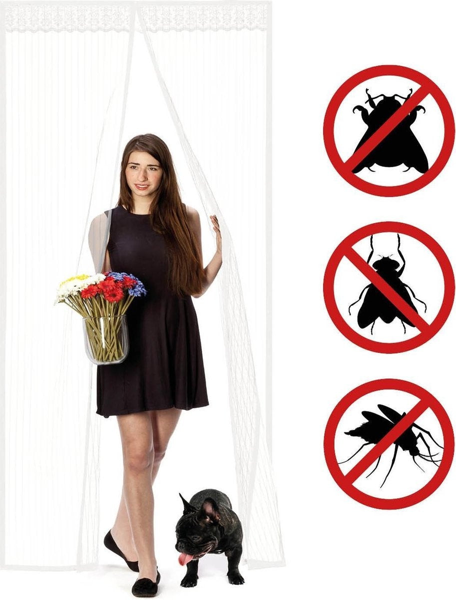 O'DADDYÂ¬Ã† Türvorhang - Fliegenvorhang - Magnetisch - Türgitter Deluxe 100 x 230 cm - Weiß Hor - Türvorhänge