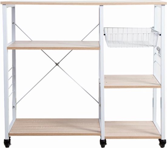 VDD Industrial Vintage Design - Servierwagen - Weiß - 90x40x88cm