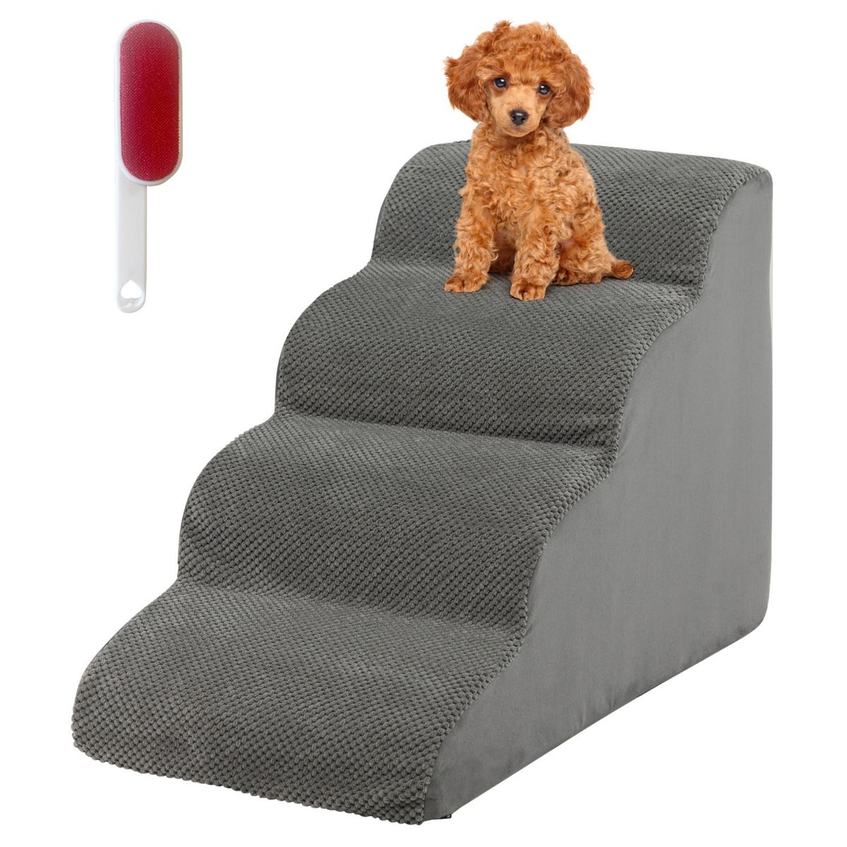 Coast Hundetreppe 4 Stufen Anti-Rutsch Haustiertreppe für Hunde und Katzen 72x41x51 cm Grau