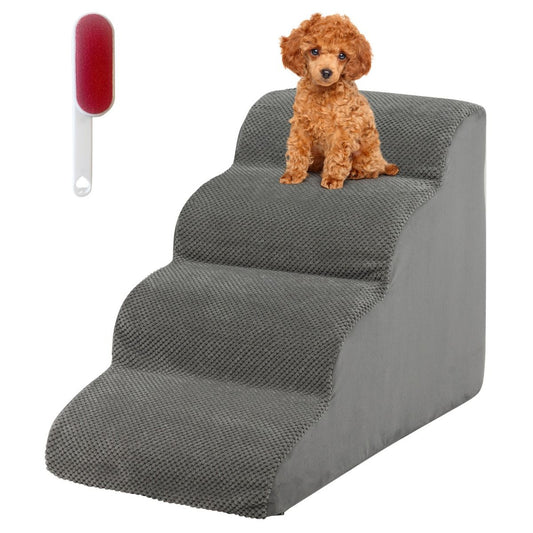Coast Hundetreppe 4 Stufen Anti-Rutsch Haustiertreppe für Hunde und Katzen 72x41x51 cm Grau