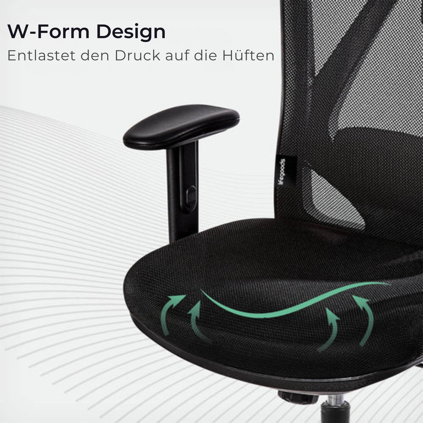 LifeGoods Bürostuhl - Ergonomisch - Bis 136 kg - 120° Kippmechanismus - Schwarz