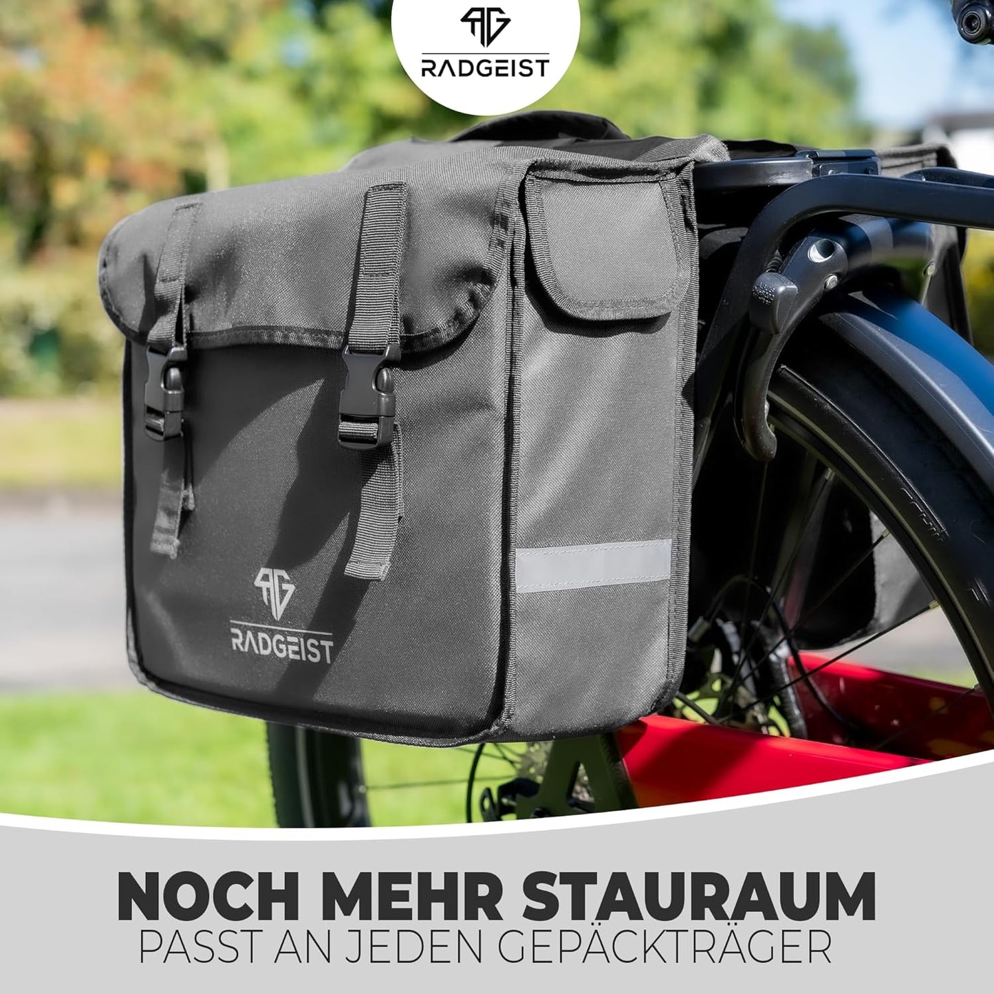 RADGEIST doppelte Fahrradtasche für Gepäckträger I doppelte Fahrradtasche für Fahrrad 30L