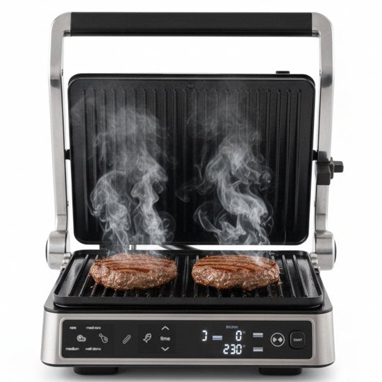 Safecourt Kitchen Kontaktgrill - Panini-Grill und Toasti-Eisen - Abnehmbar - PFAS-freie Platten - Spülmaschinenfest - Groß - Schnelle Hitze (2200W)