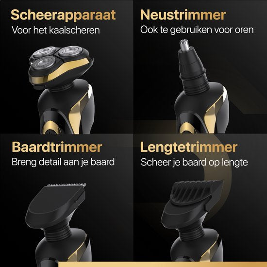 Wellshave 4 in 1 Shaver Elite - Rasierer für Männer - mit Trimmer und Nasentrimmer - Elektrorasierer - Rasur - Bartschneider