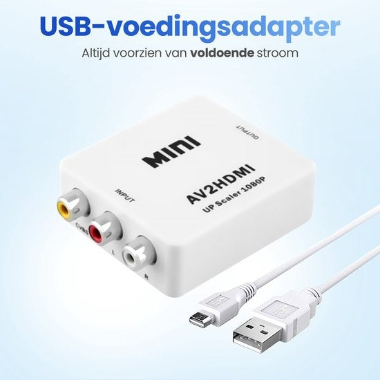 GarpexÂ® AV-zu-HDMI-Adapter - RCA-zu-HDMI-Konverter - AV-zu-HDMI - HDMI-Umschalter - 1080P Full HD - inkl. USB-Stromkabel
