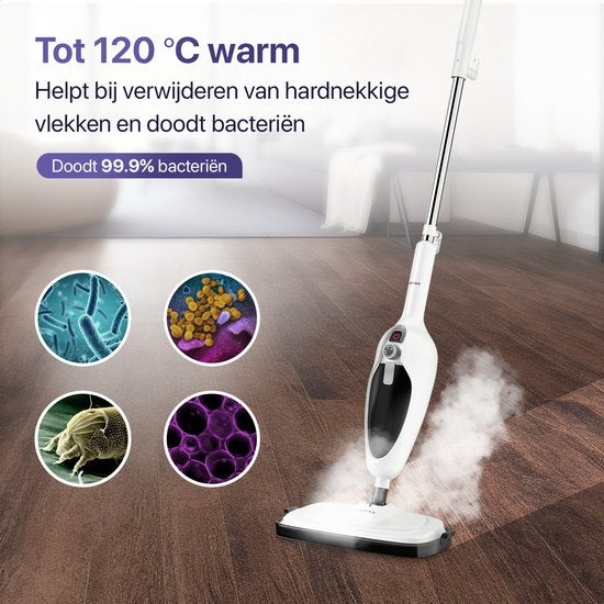 LUMAN - 12 in 1 Dampfreiniger - Teppich-/ Fleckenreiniger - 10 Aufsätze & 3 Mikrofasertücher - Reinigt Boden/Sofa,/Bad/Teppich - Weiß